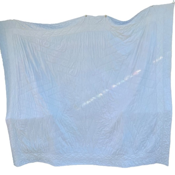 VTG Star Burst Quilt Calico Prairie Diamond Patchwork Hand Quilted 86x99 READ - Picture 2 of 16